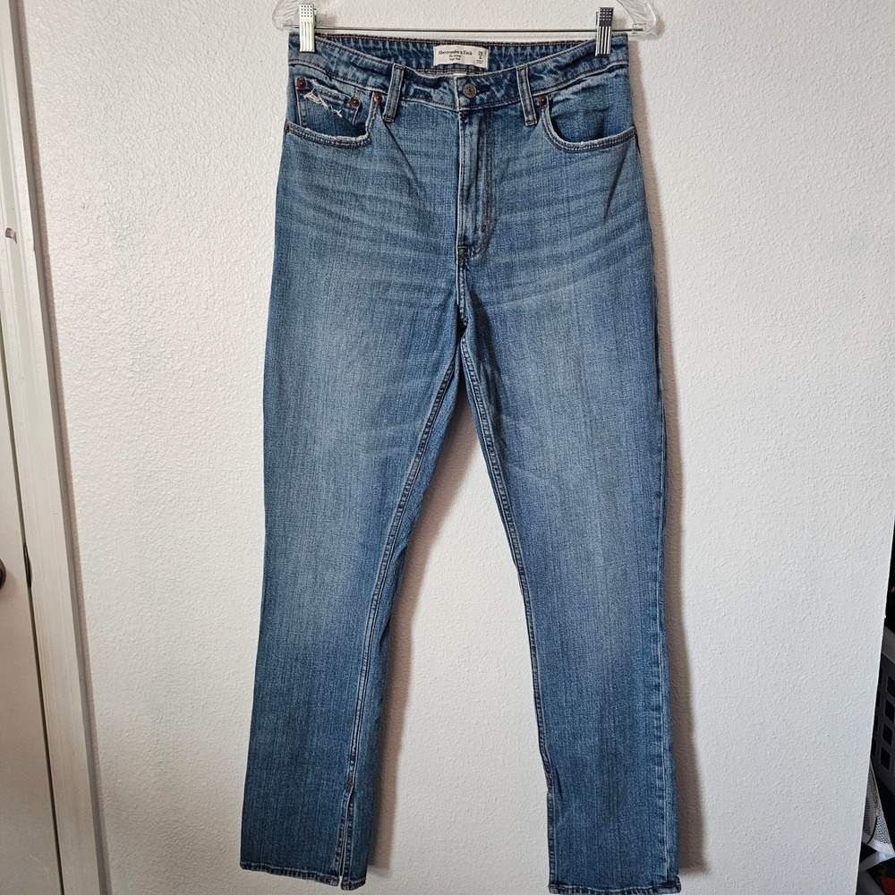 Abercrombie & Fitch Curve Love High Rise Skinny Jeans Blue Side Slit Size 28 6R